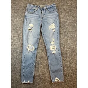 Levi's 721 Jeans Womens High Rise Skinny Jeans Raw Hem Distresses Sz 30